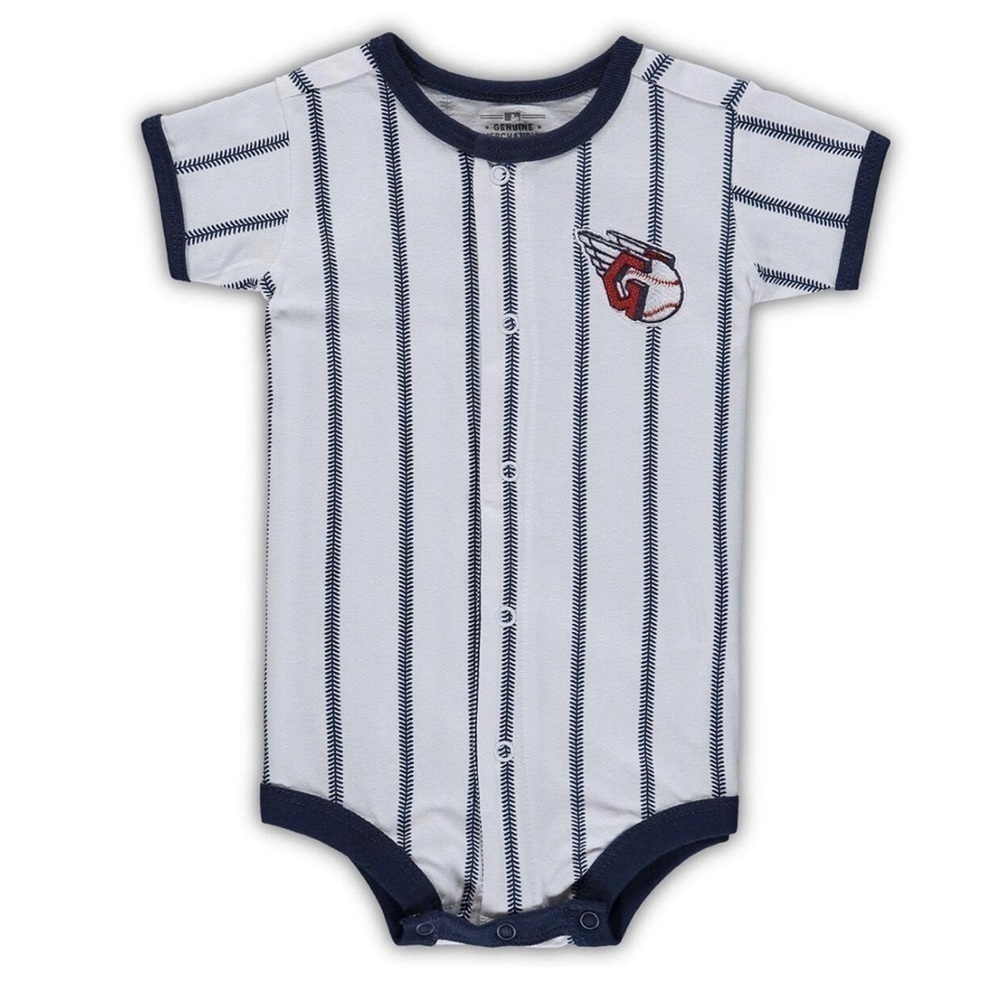 NEWBORN White Navy MLB Cleveland Guardians Power Hitter Onesie Bodysuit NWT